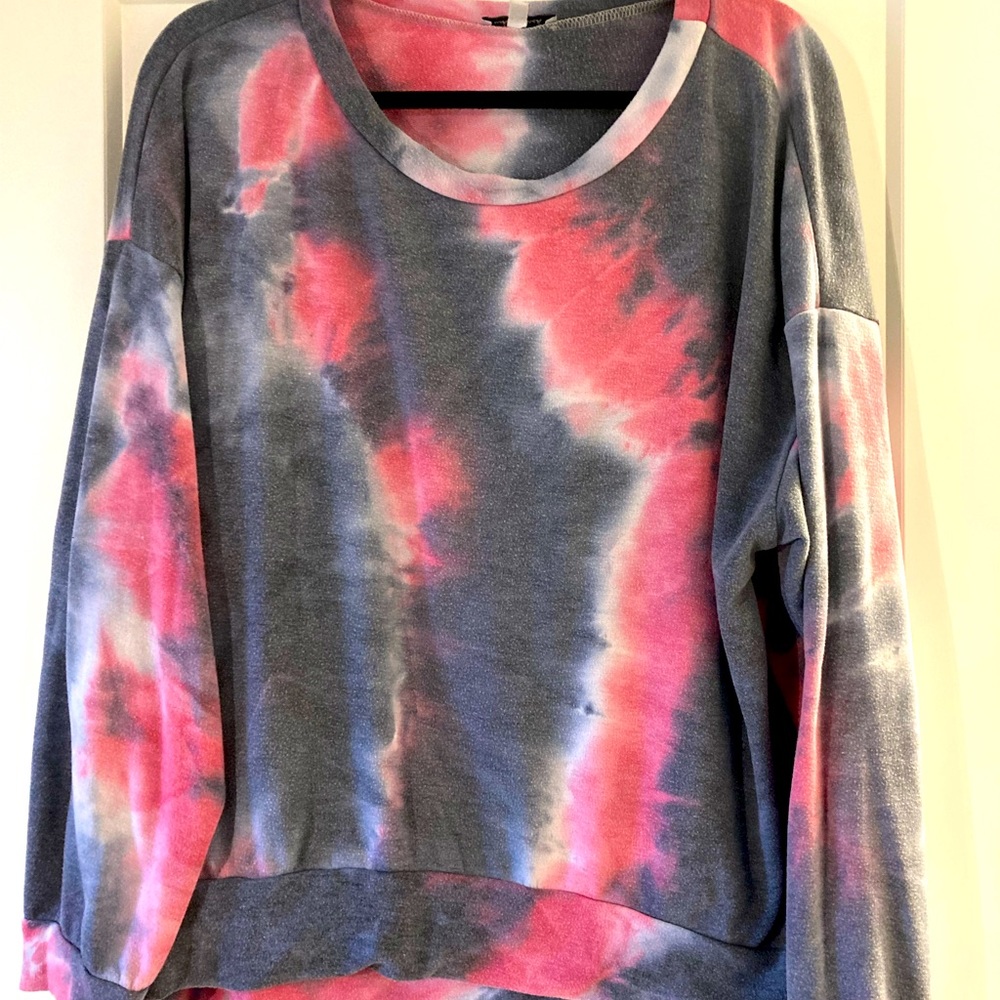 Tie dye, white birch lounge fit sweater